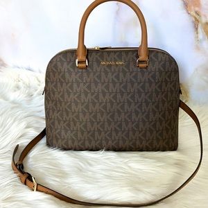 Michael Kors CINDY Large Dome Satchel in BROWN
